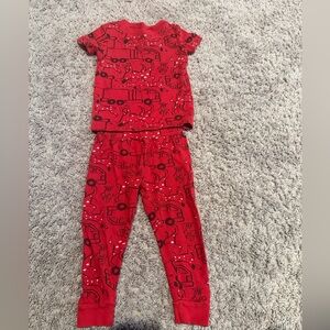 Preloved Carter's Red Pajama Set with Vehicle Design